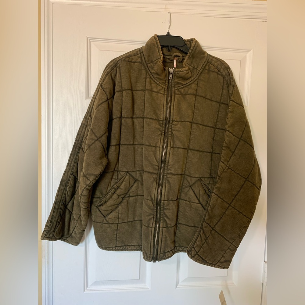NWT Free People Dolman Quilted Jacket Dusty Military Sz L Boho Cottagecore Retro - Picture 9 of 10